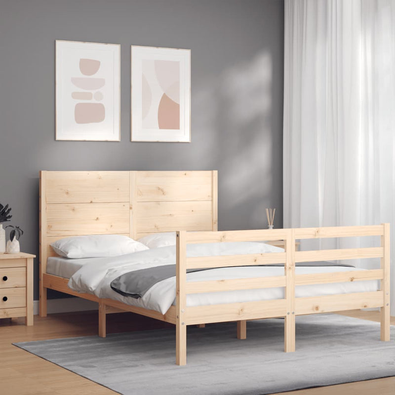 Bedframe met hoofdbord massief hout 120x200 cm