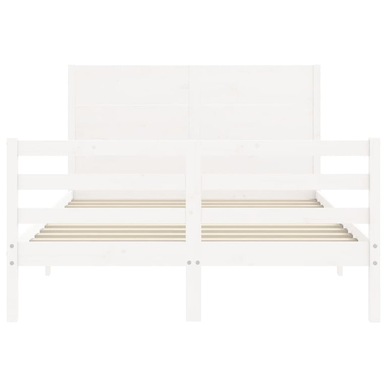 Bedframe met hoofdbord massief hout wit 120x200 cm