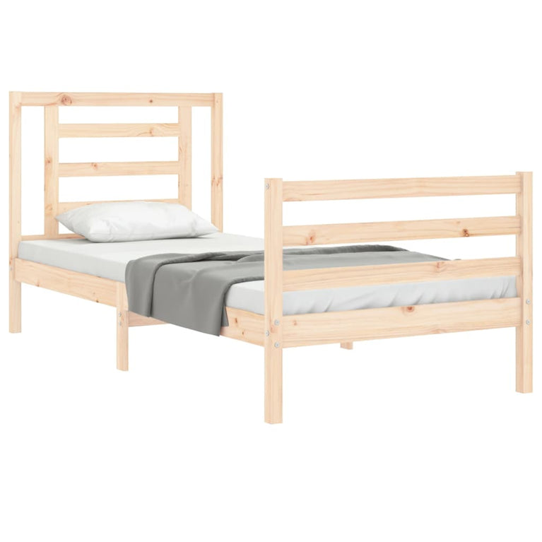 Bedframe met hoofdbord massief hout 2FT6 Small Single