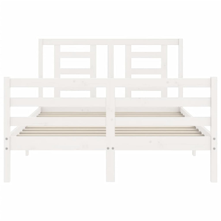 Bedframe met hoofdbord massief hout wit 4FT Small Double