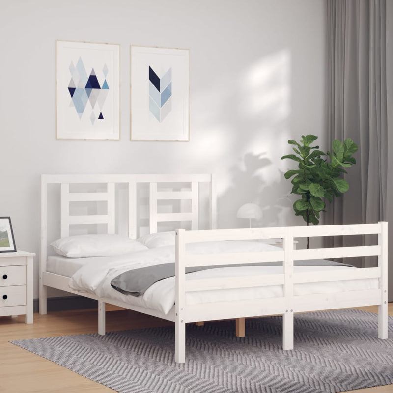Bedframe met hoofdbord massief hout wit 4FT Small Double