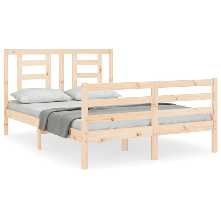Bedframe met hoofdbord massief hout 140x190 cm