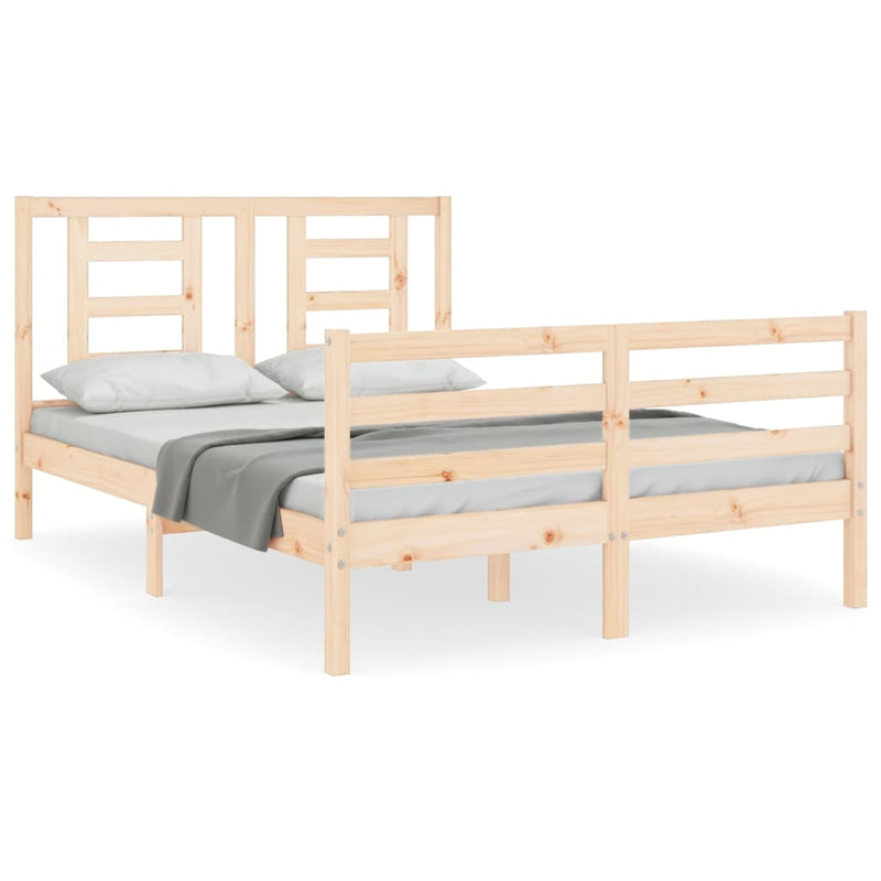 Bedframe met hoofdbord massief hout 140x190 cm