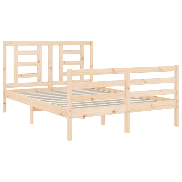 Bedframe met hoofdbord massief hout 140x190 cm