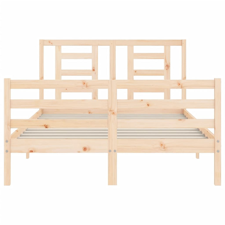 Bedframe met hoofdbord massief hout 140x190 cm