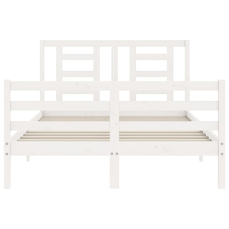 Bedframe met hoofdbord massief hout wit 120x200 cm