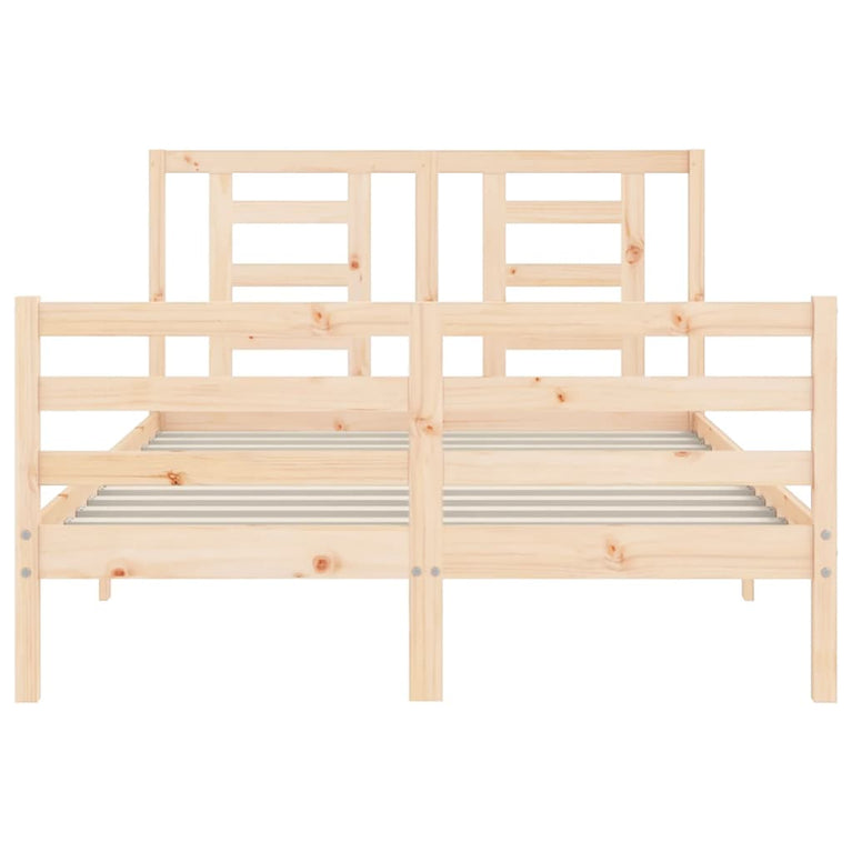 Bedframe met hoofdbord massief hout 140x200 cm