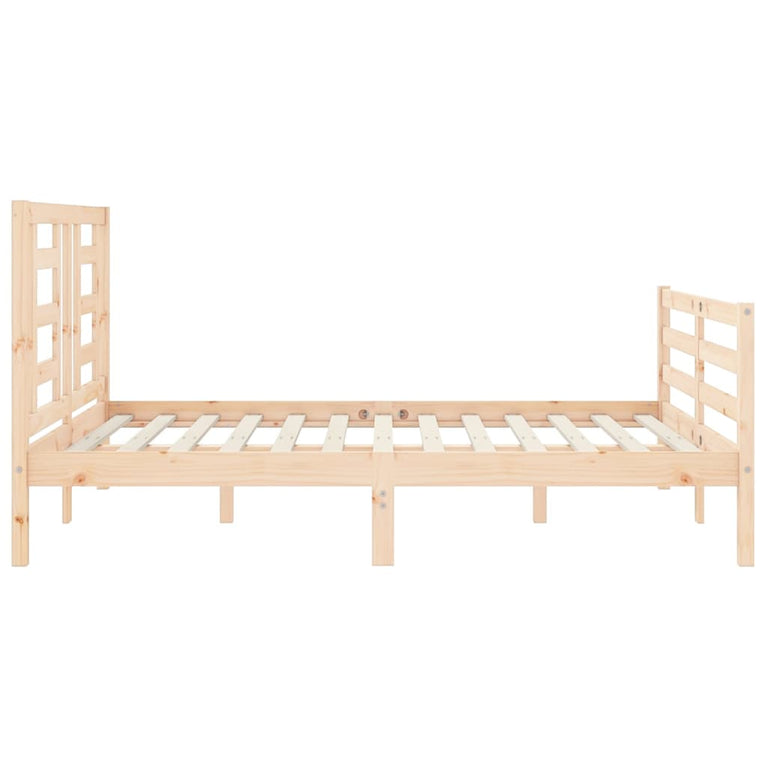 Bedframe met hoofdbord massief hout 140x200 cm