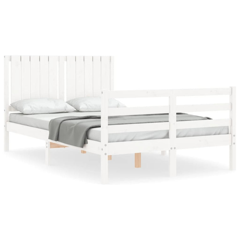 Bedframe met hoofdbord massief hout wit 4FT Small Double