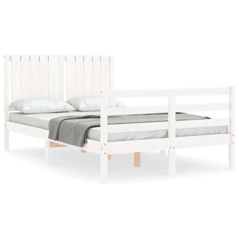 Bedframe met hoofdbord massief hout wit 4FT Small Double