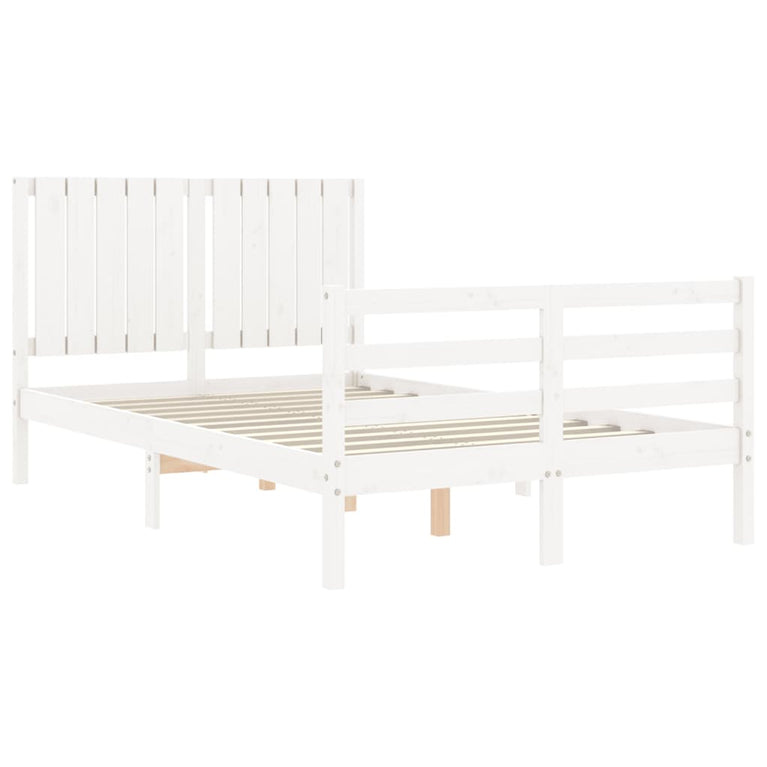 Bedframe met hoofdbord massief hout wit 4FT Small Double