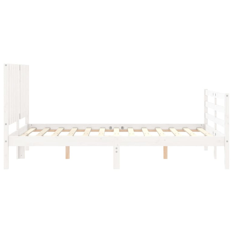 Bedframe met hoofdbord massief hout wit 4FT Small Double