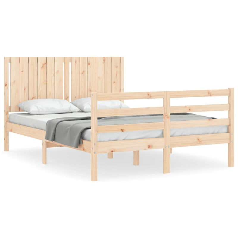 Bedframe met hoofdbord massief hout 140x200 cm