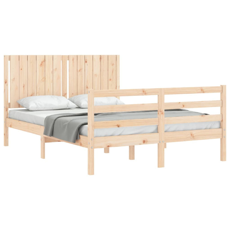 Bedframe met hoofdbord massief hout 140x200 cm