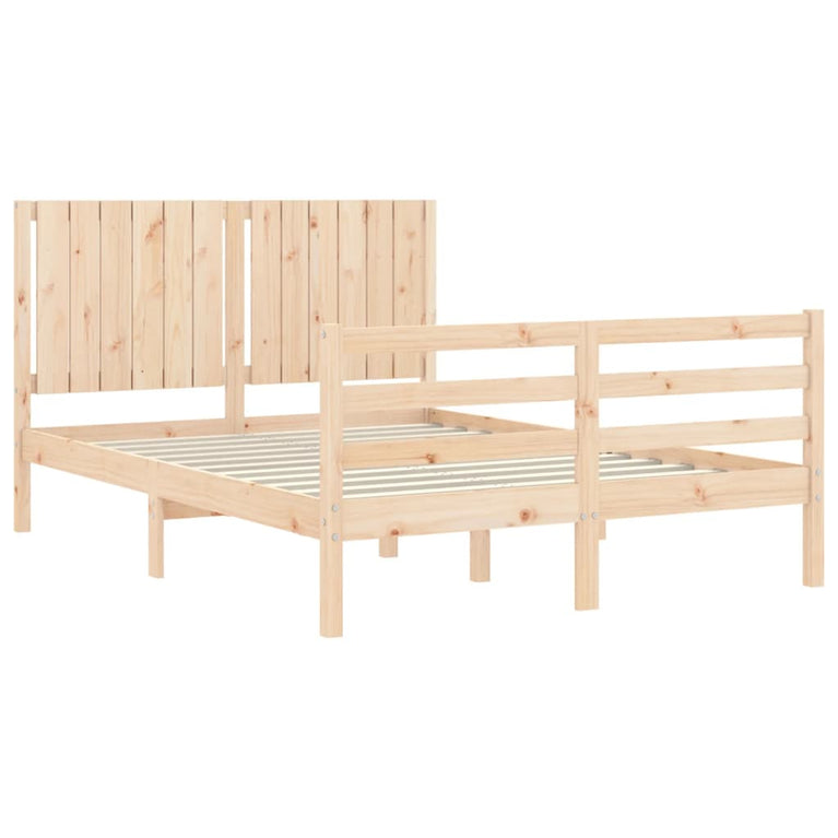 Bedframe met hoofdbord massief hout 140x200 cm