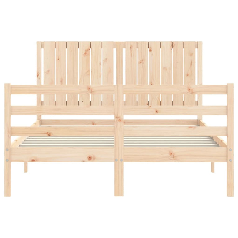 Bedframe met hoofdbord massief hout 140x200 cm