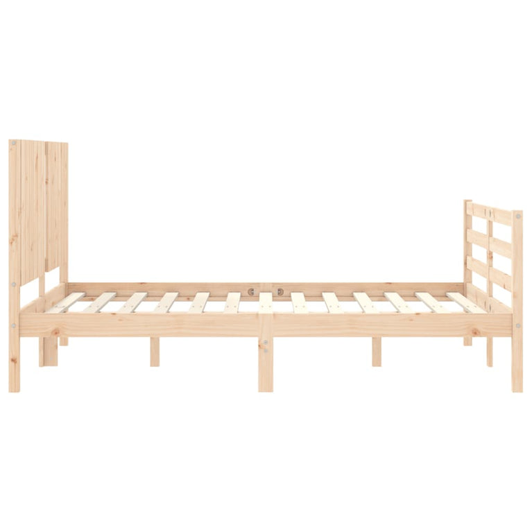 Bedframe met hoofdbord massief hout 140x200 cm