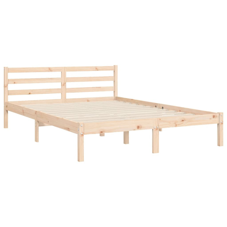 Bedframe met hoofdbord massief hout 140x200 cm