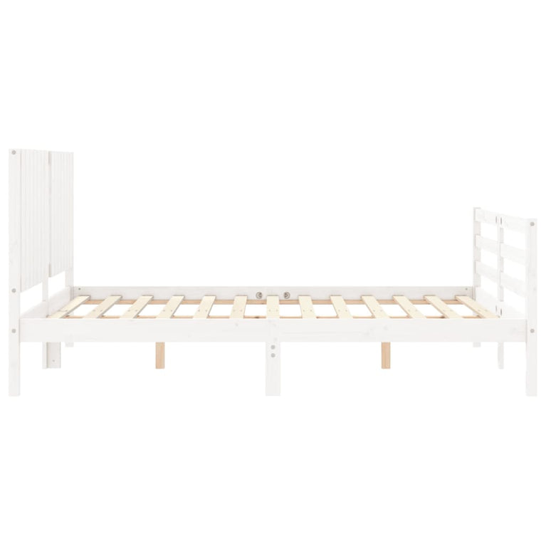 Bedframe met hoofdbord massief hout wit 5 FT King Size