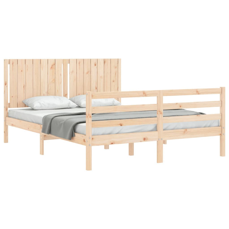 Bedframe met hoofdbord massief hout 160x200 cm