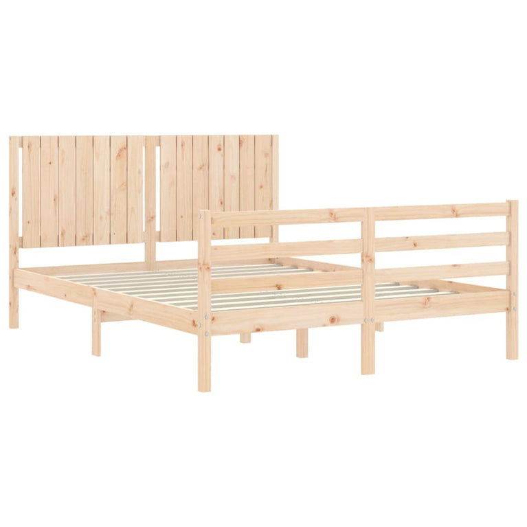 Bedframe met hoofdbord massief hout 160x200 cm