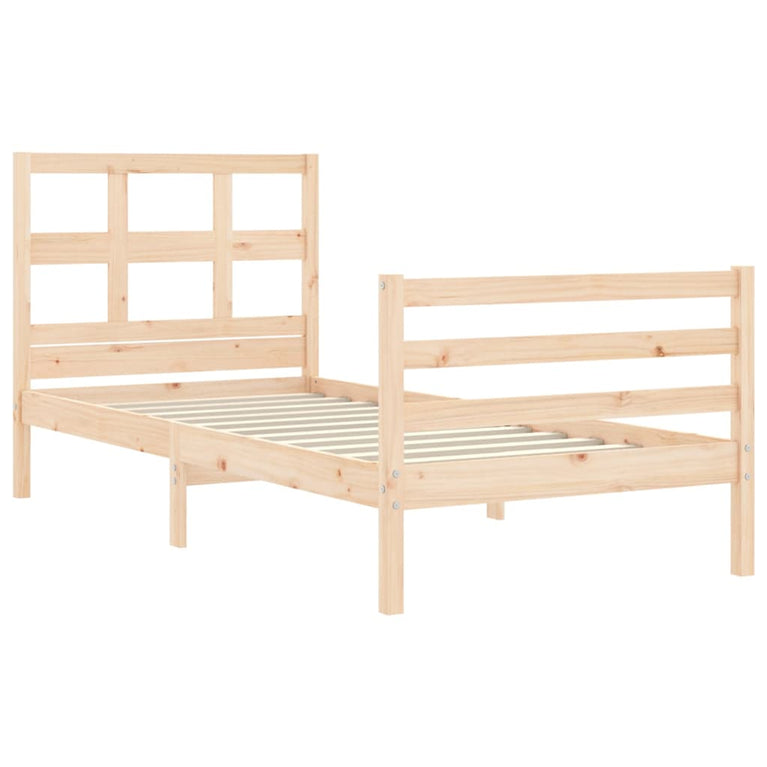 Bedframe met hoofdbord massief hout 3FT Single