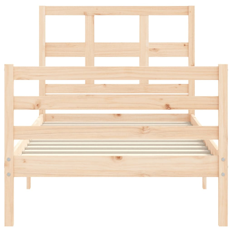 Bedframe met hoofdbord massief hout 3FT Single