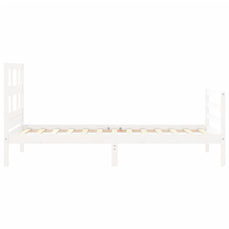 Bedframe met hoofdbord massief hout wit 3FT Single