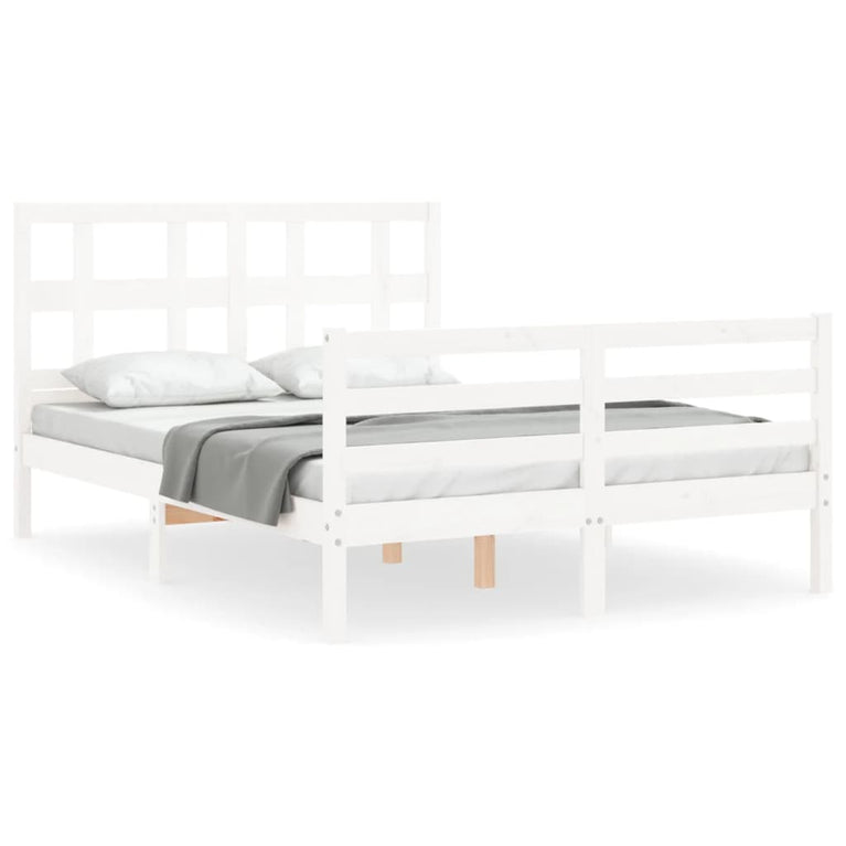 Bedframe met hoofdbord massief hout wit 4FT Small Double