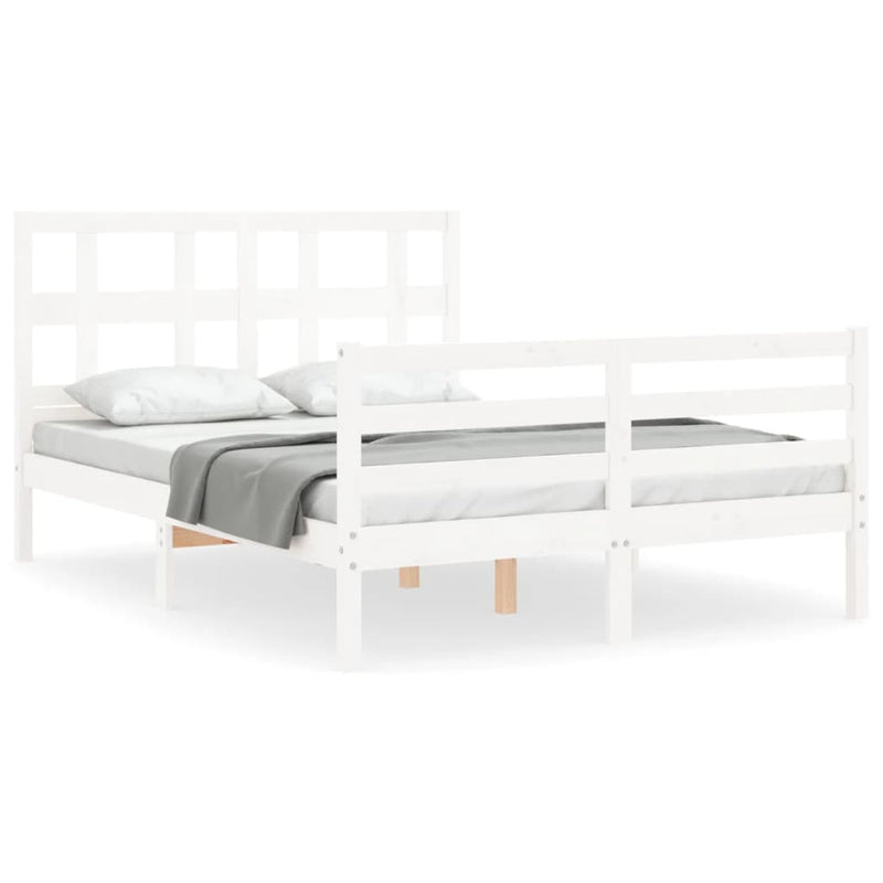 Bedframe met hoofdbord massief hout wit 4FT Small Double