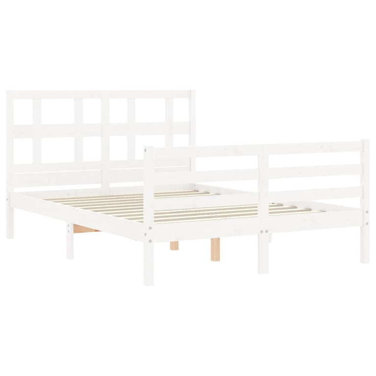 Bedframe met hoofdbord massief hout wit 4FT Small Double