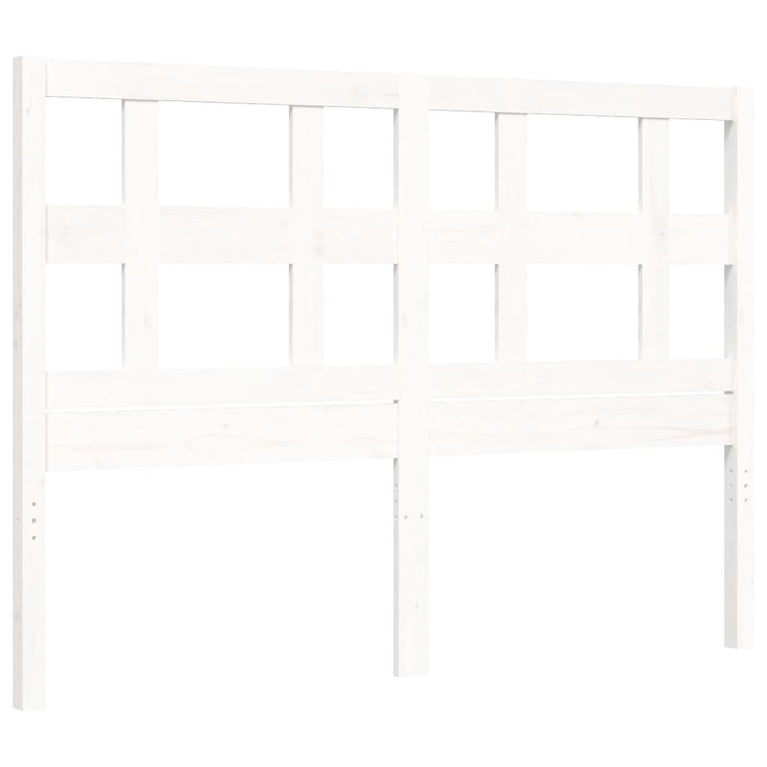 Bedframe met hoofdbord massief hout wit 140x190 cm