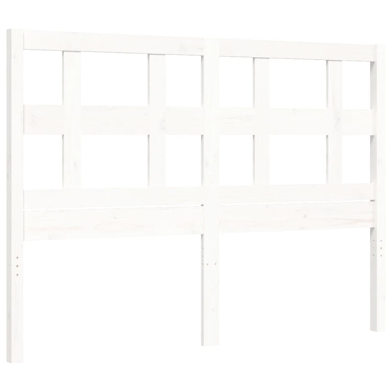 Bedframe met hoofdbord massief hout wit 120x200 cm