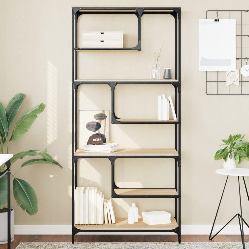 Boekenkast 81x36x176 cm bewerkt hout sonoma eikenkleurig