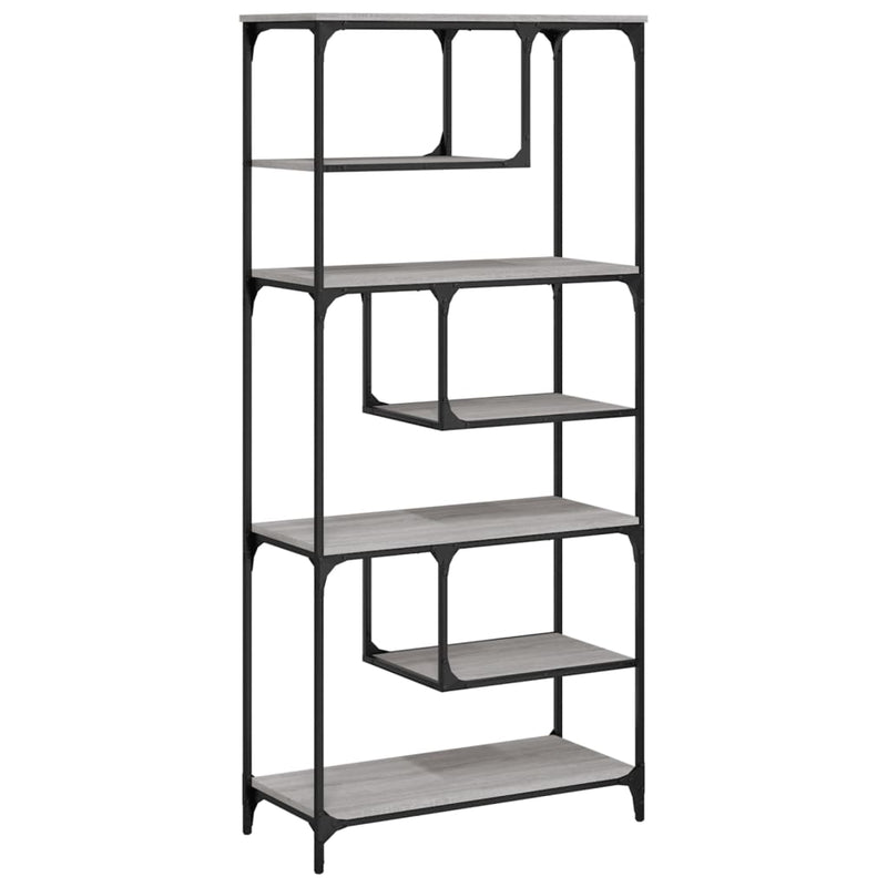 Boekenkast 81x36x176 cm bewerkt hout grijs sonoma eikenkleurig