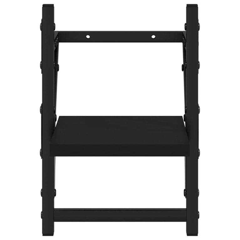 Wandschappen met stangen 2 st 20x25x30 cm zwart MeubelReus