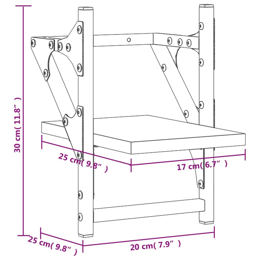 Wandschappen met stangen 2 st 20x25x30 cm sonoma eikenkleurig MeubelReus