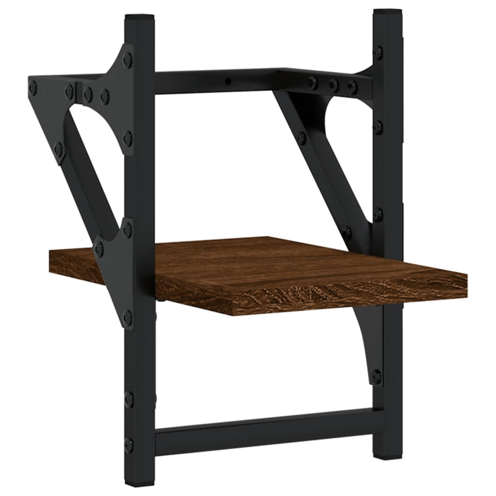 Wandschappen met stangen 2 st 20x25x30 cm bruin eikenkleur MeubelReus