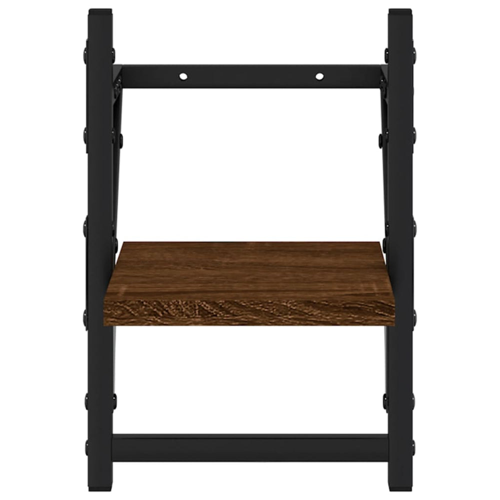 Wandschappen met stangen 2 st 20x25x30 cm bruin eikenkleur MeubelReus