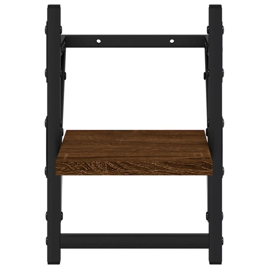 Wandschappen met stangen 2 st 20x25x30 cm bruin eikenkleur MeubelReus