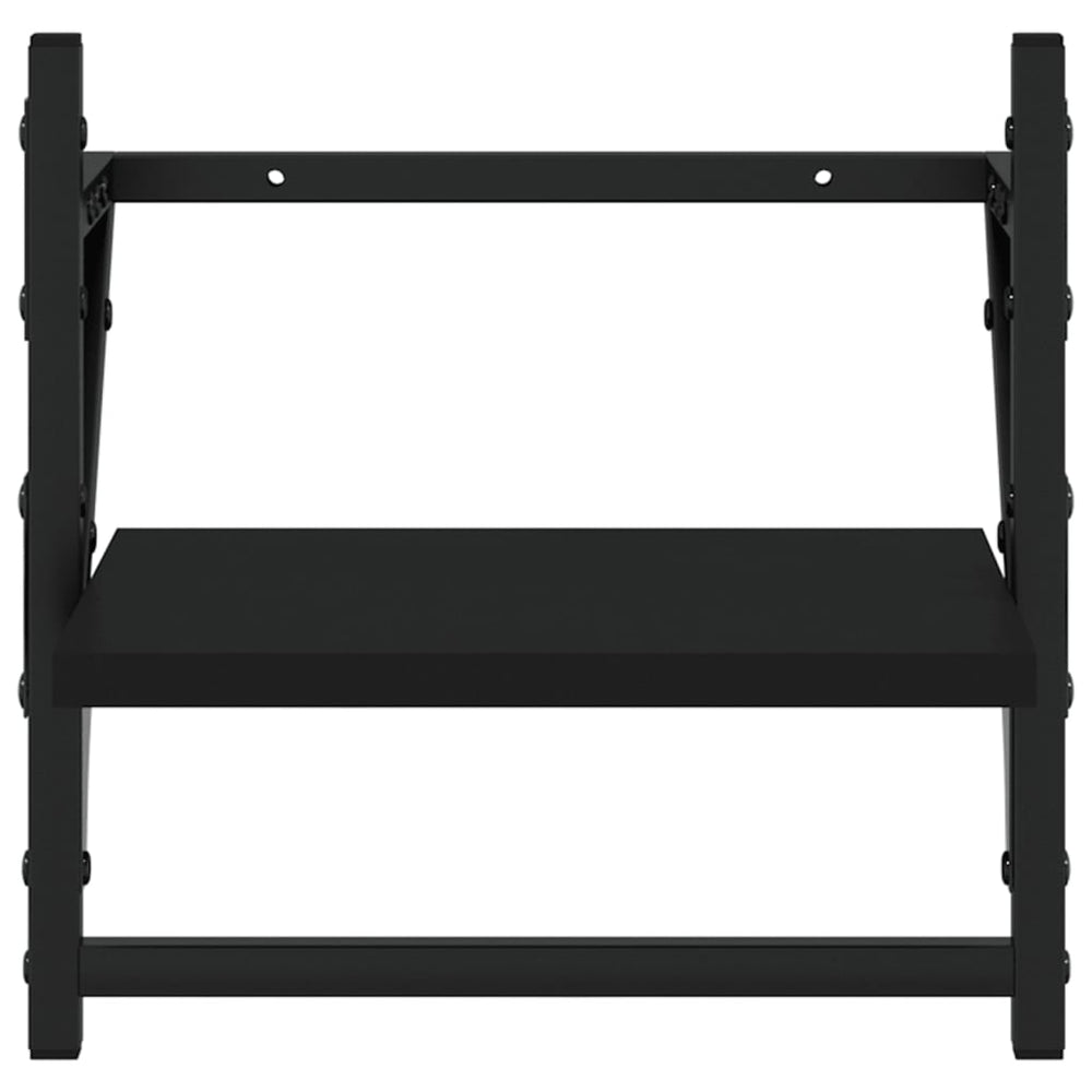 Wandschappen met stangen 2 st 30x25x30 cm zwart MeubelReus