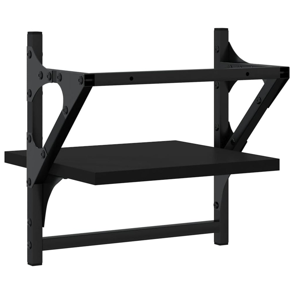 Wandschappen met stangen 2 st 30x25x30 cm zwart MeubelReus