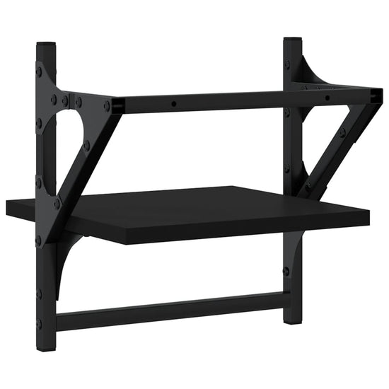 Wandschappen met stangen 2 st 30x25x30 cm zwart MeubelReus