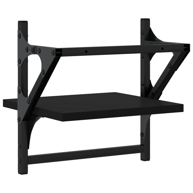 Wandschappen met stangen 2 st 30x25x30 cm zwart MeubelReus