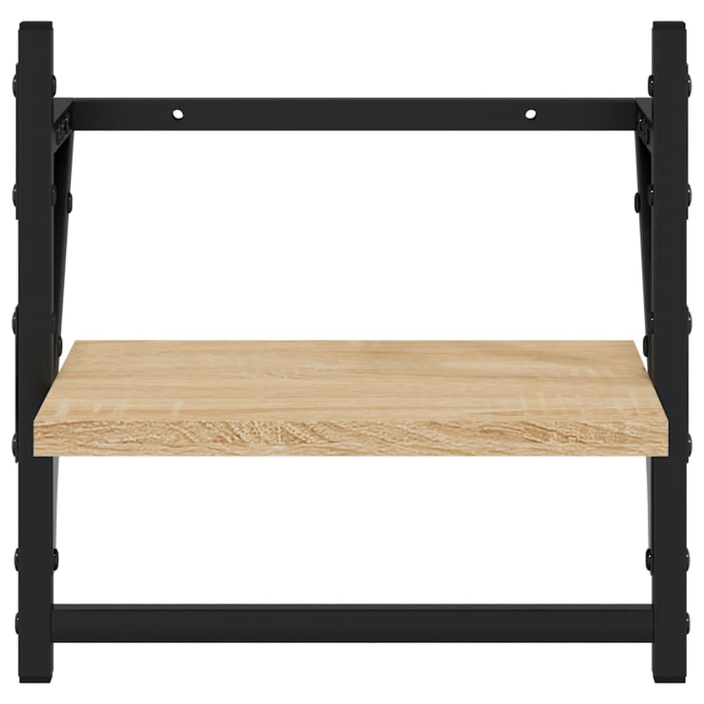 Wandschappen met stangen 2 st 30x25x30 cm sonoma eikenkleurig MeubelReus