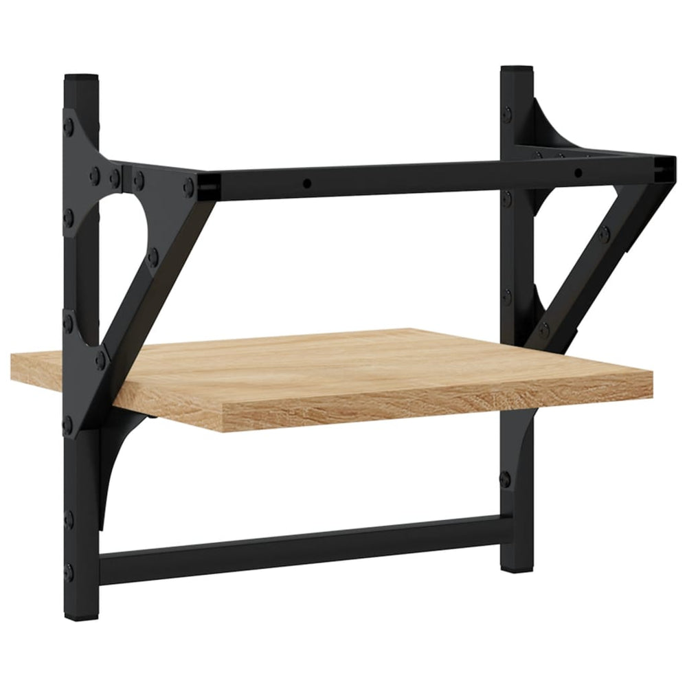 Wandschappen met stangen 2 st 30x25x30 cm sonoma eikenkleurig MeubelReus