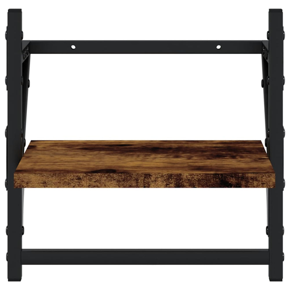 Wandschappen met stangen 2 st 30x25x30 cm gerookt eikenkleurig MeubelReus