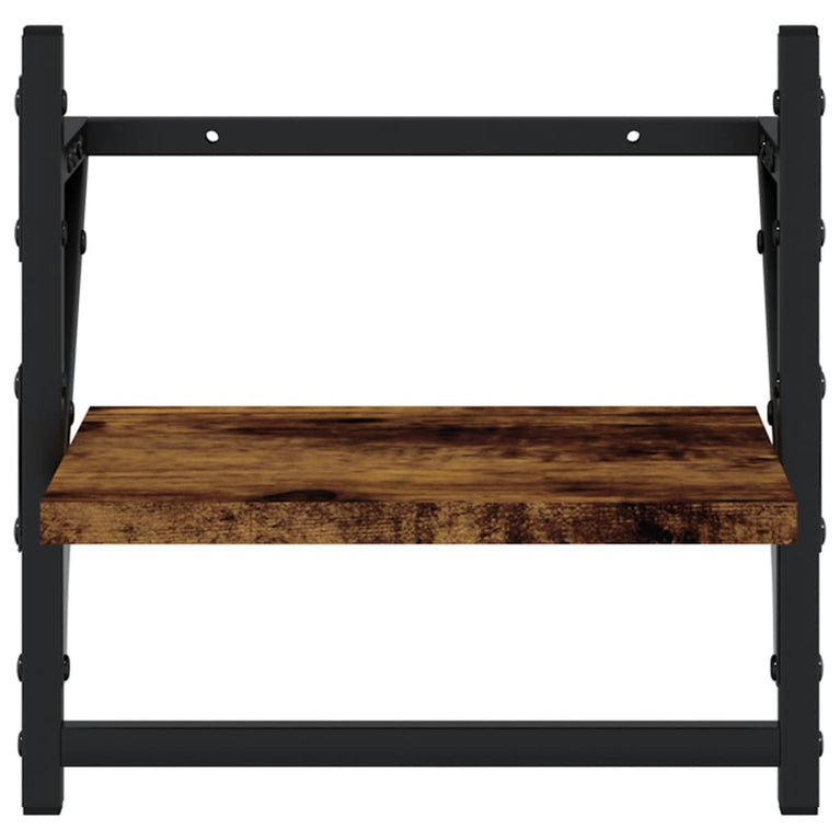 Wandschappen met stangen 2 st 30x25x30 cm gerookt eikenkleurig MeubelReus