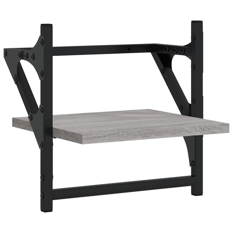 Wandschappen met stangen 2 st 30x25x30 cm grijs sonoma eiken MeubelReus