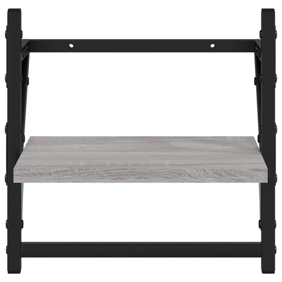Wandschappen met stangen 2 st 30x25x30 cm grijs sonoma eiken MeubelReus